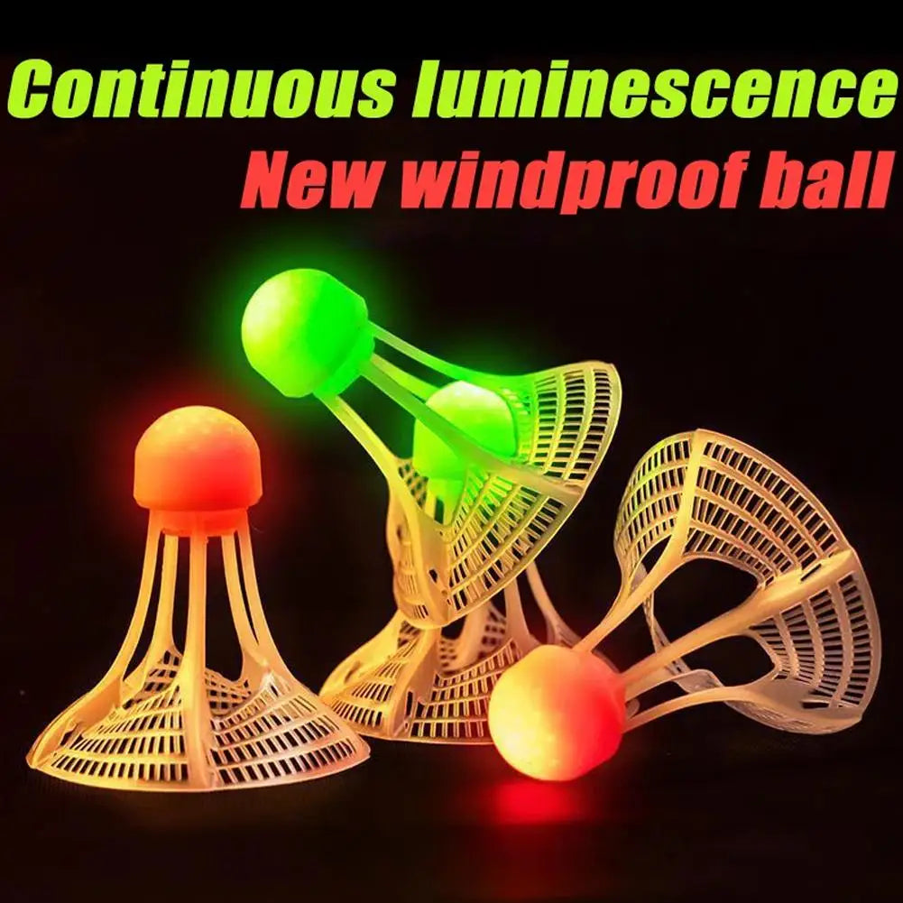 Windproof LED Glowing Badminton Neon Shuttlecock Set