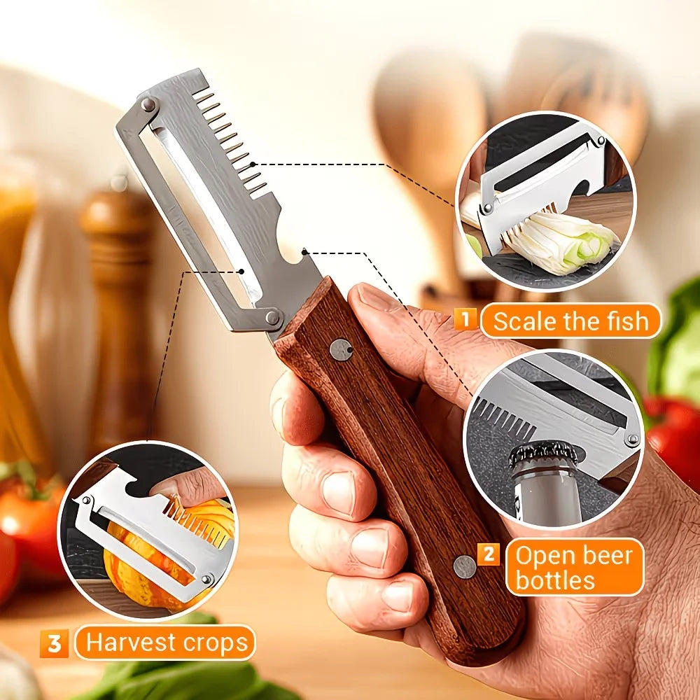 Multi-functional 3-in-1 Stainless Steel Vegetable Peeler