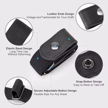 Adjustable Stretch Elastic Waist Band Belts Buckle-Free