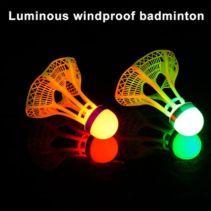 Windproof LED Glowing Badminton Neon Shuttlecock Set
