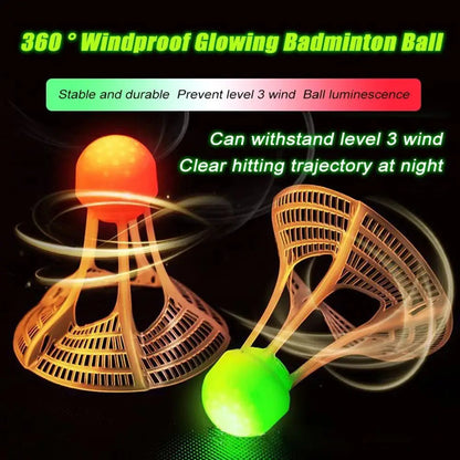 Windproof LED Glowing Badminton Neon Shuttlecock Set