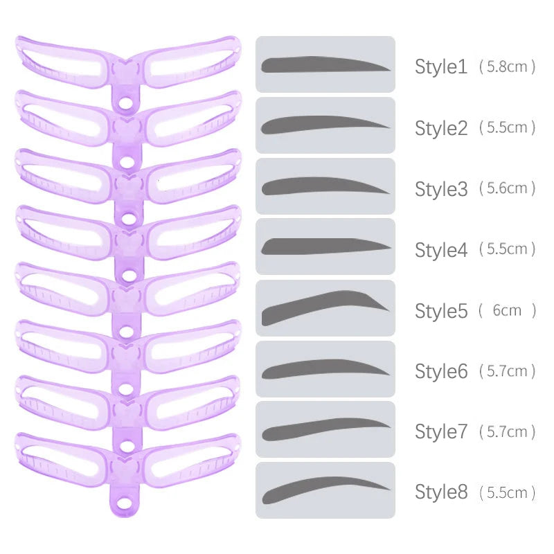 8 Pcs Different Shapes Reusable Eyebrow Stencils Kit