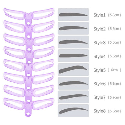 8 Pcs Different Shapes Reusable Eyebrow Stencils Kit