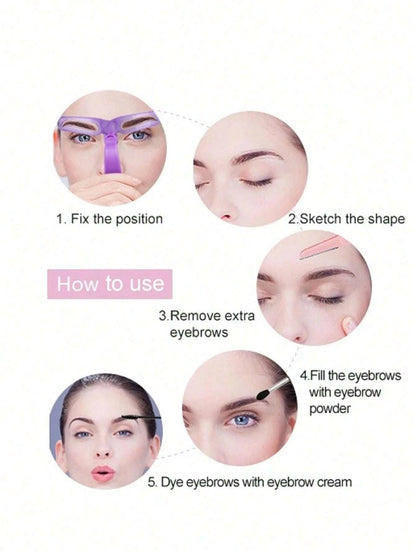 8 Pcs Different Shapes Reusable Eyebrow Stencils Kit