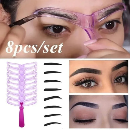 8 Pcs Different Shapes Reusable Eyebrow Stencils Kit