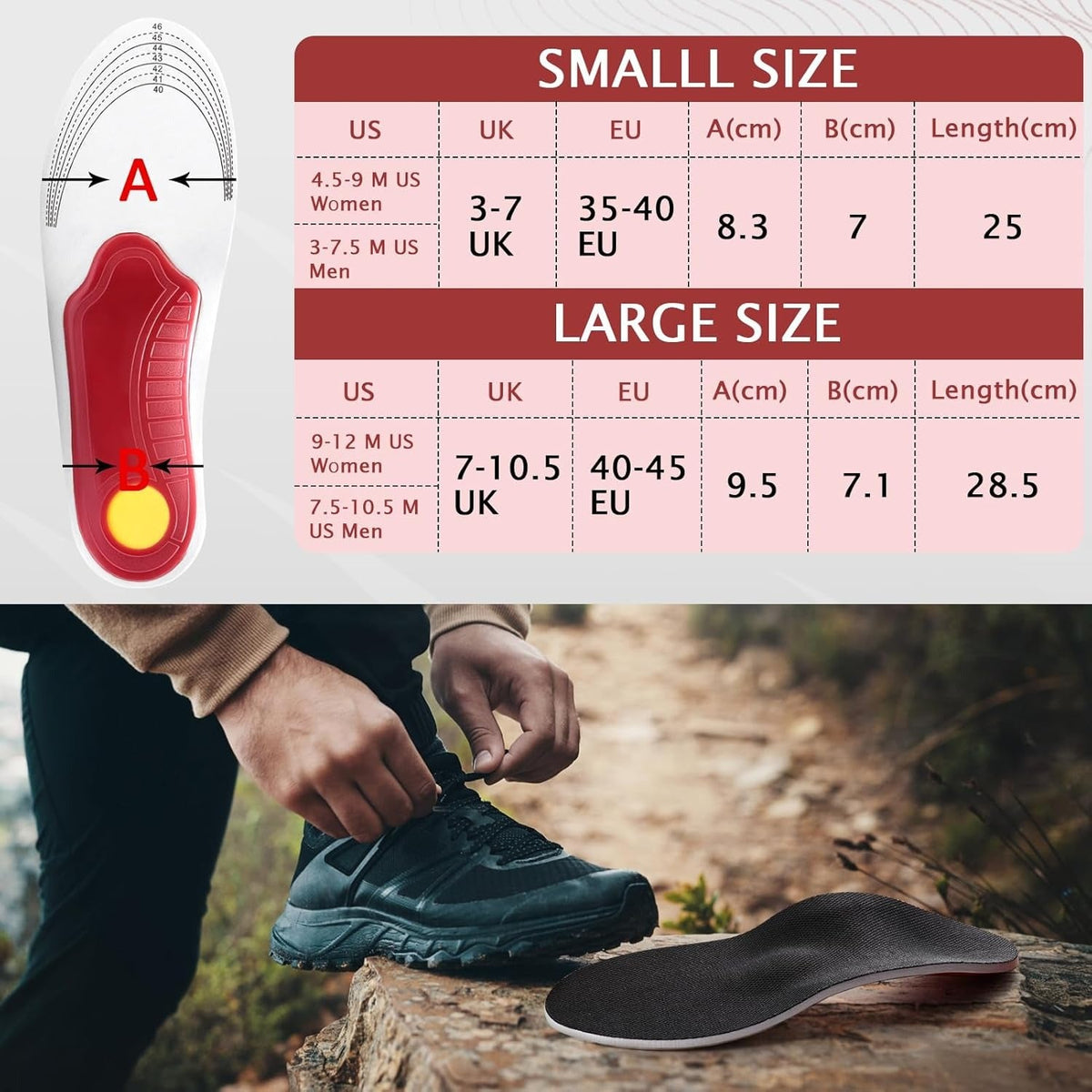Anti Swelling High Arch Support Insoles