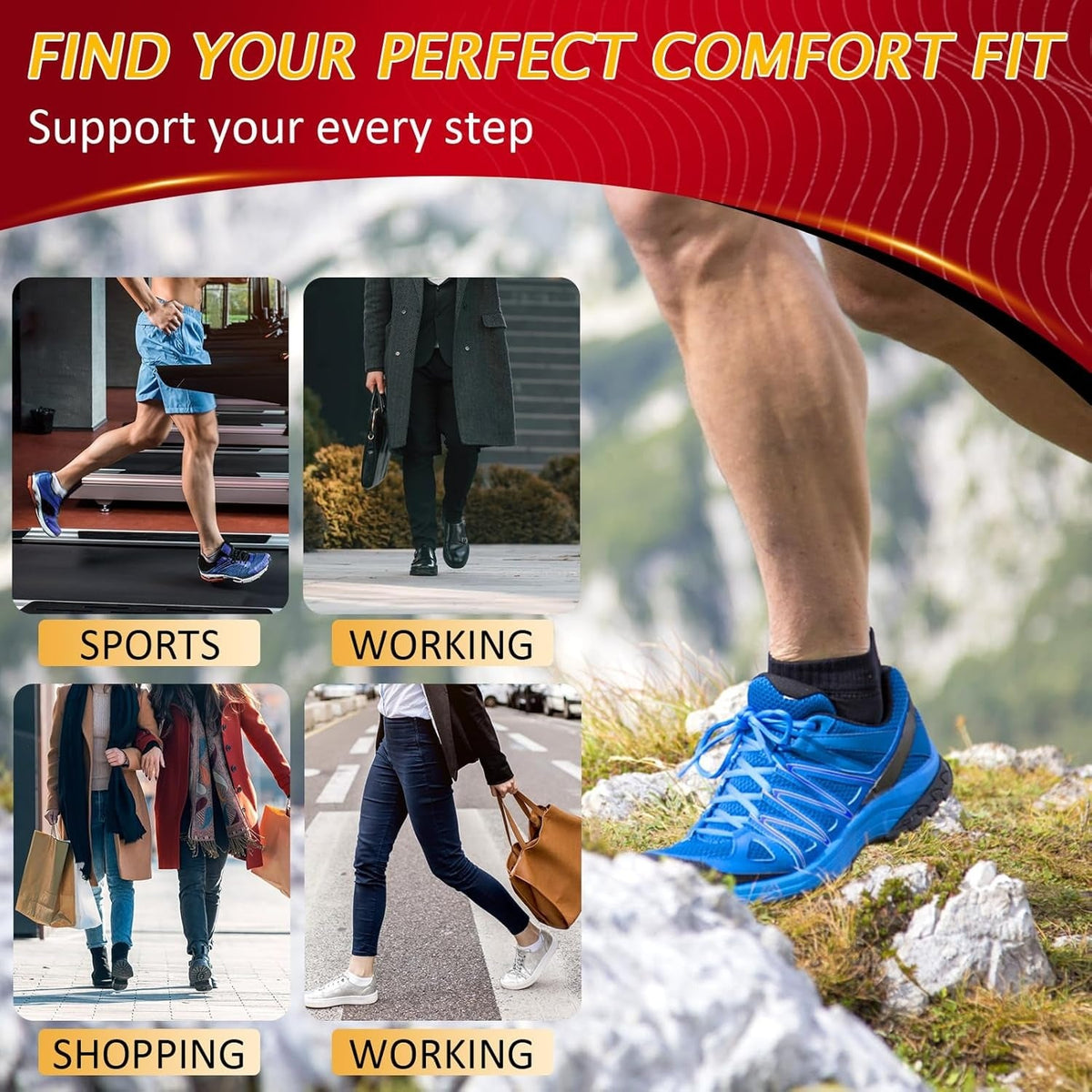 Anti Swelling High Arch Support Insoles