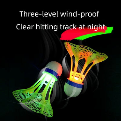 Windproof LED Glowing Badminton Neon Shuttlecock Set