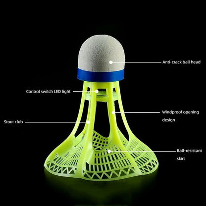 Windproof LED Glowing Badminton Neon Shuttlecock Set